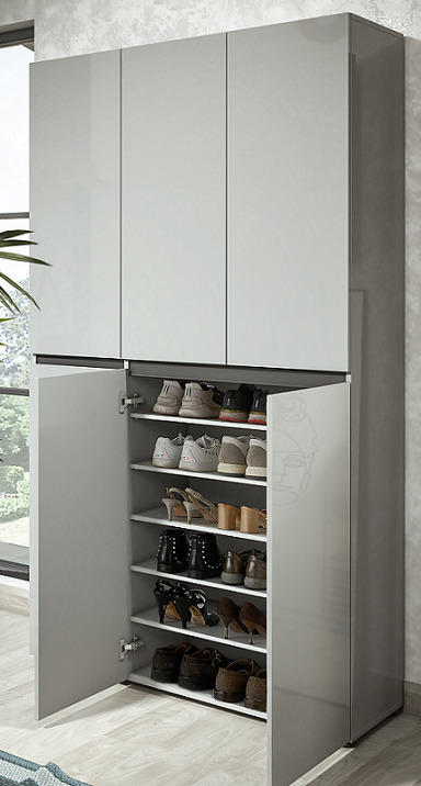 SCHUHSCHRANK Grau  - Schwarz/Grau, Design, Holzwerkstoff/Kunststoff (120/200/34cm) - Xora