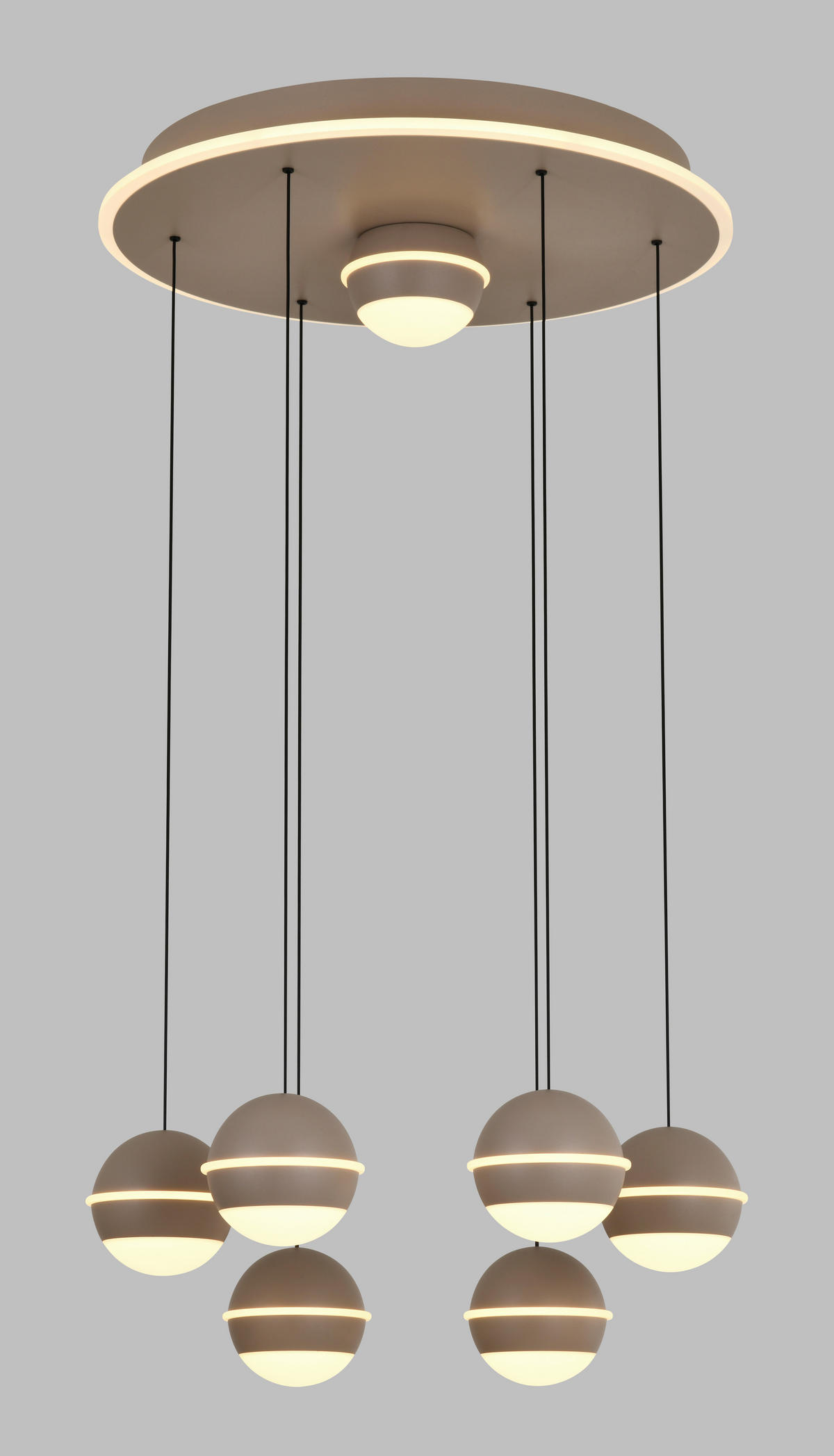 LED-HÄNGELEUCHTE Biarritz 46/150/46 cm  - Sandfarben, Design, Kunststoff/Metall (46/150/46cm)