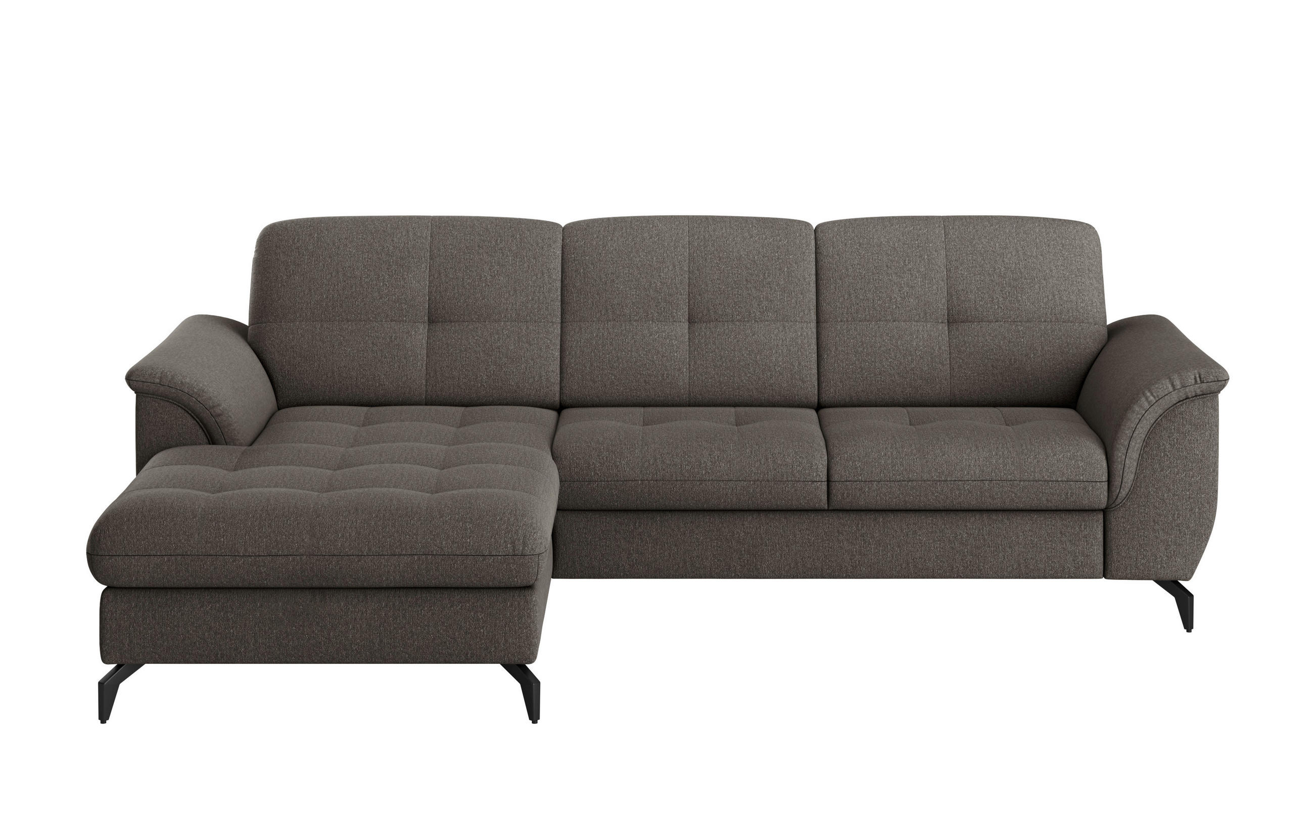 ECKSOFA ZORA E Graphitfarben Flachgewebe  - Schwarz/Graphitfarben, MODERN, Textil/Metall (164/262cm) - Sit & More