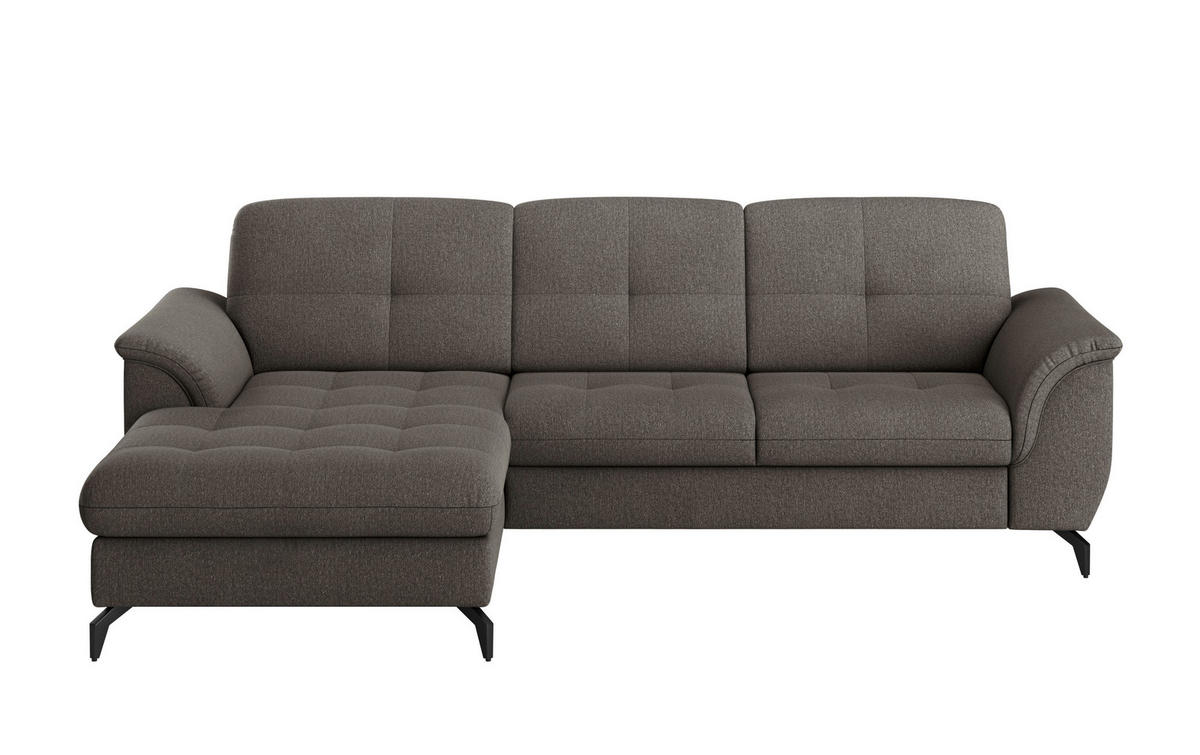 ECKSOFA in Flachgewebe Graphitfarben  164/262 cm  - Schwarz/Graphitfarben, MODERN, Textil/Metall (164/262cm) - Sit & More