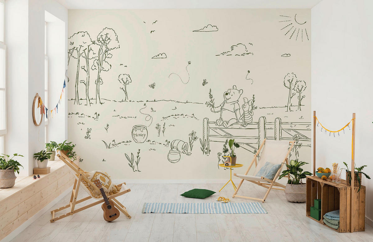 FOTOTAPETE WINNIE THE POOH  - Beige, Design, Textil (400/250cm) - Disney