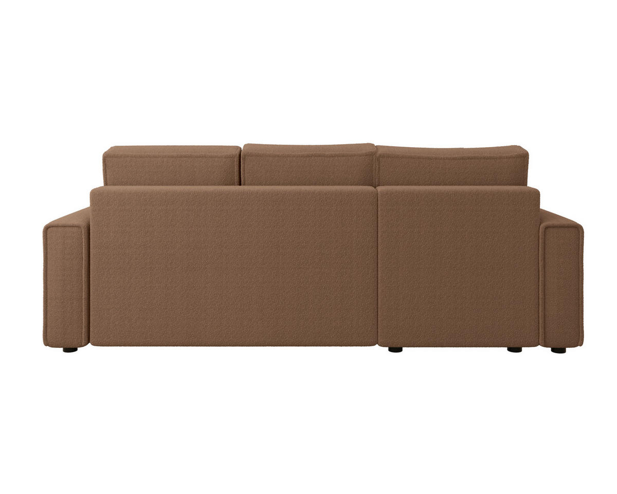 ECKSOFA Rostfarben Bouclé Zierkissen, Rückenkissen, Bettkasten, Schlaffunktion, Rücken echt, Liegefläche im Originalstoff  - Rostfarben/Schwarz, MODERN, Kunststoff/Textil (143/232cm) - Carryhome