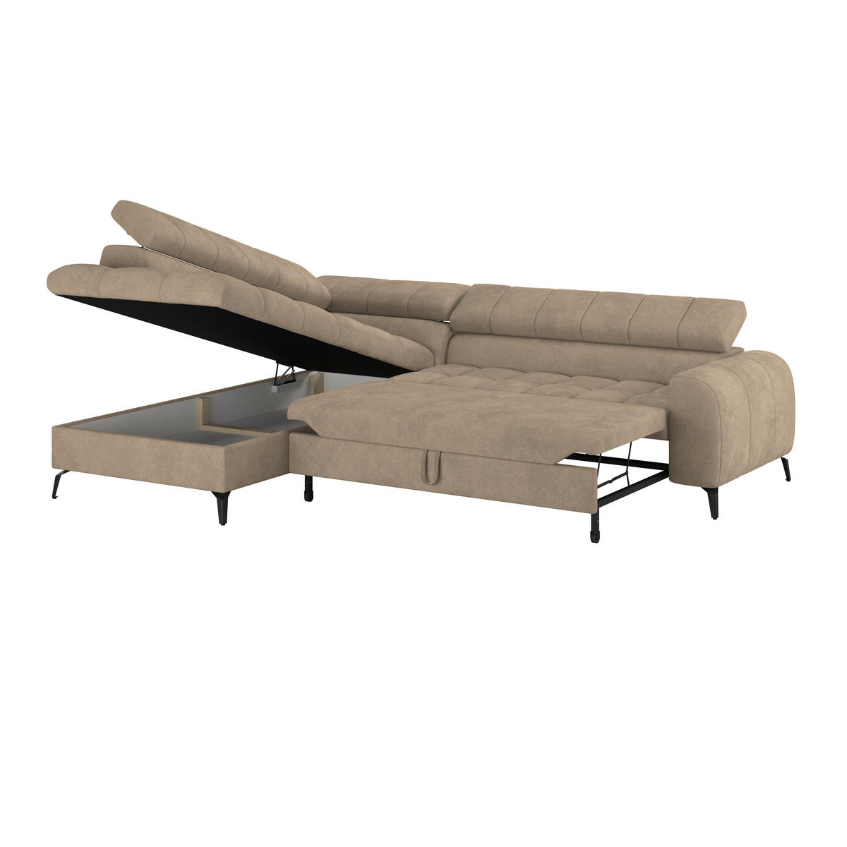 ECKSOFA Beige  - Beige/Schwarz, Trend, Kunststoff/Textil (203/261cm) - Livetastic