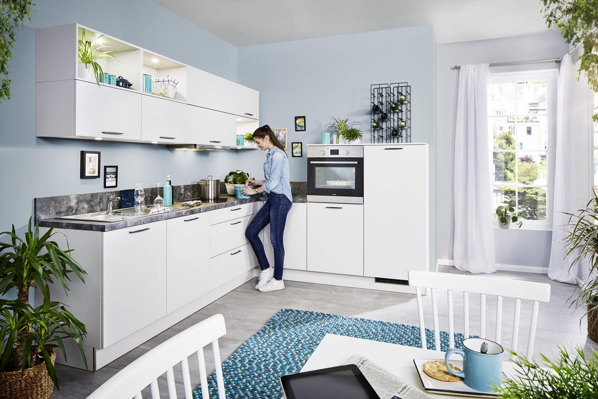 EINBAUKÜCHE UNO  - Weiß, Design, Holzwerkstoff - Moderano