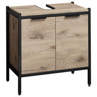 WASCHBECKENUNTERSCHRANK 60/60/35 cm  - Eichefarben/Schwarz, KONVENTIONELL, Holzwerkstoff/Kunststoff (60/60/35cm) - home24