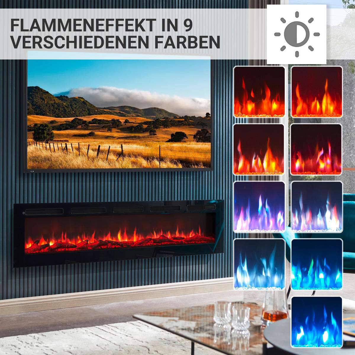 ELEKTROKAMIN - Schwarz, Basics, Metall (178/43/15cm)