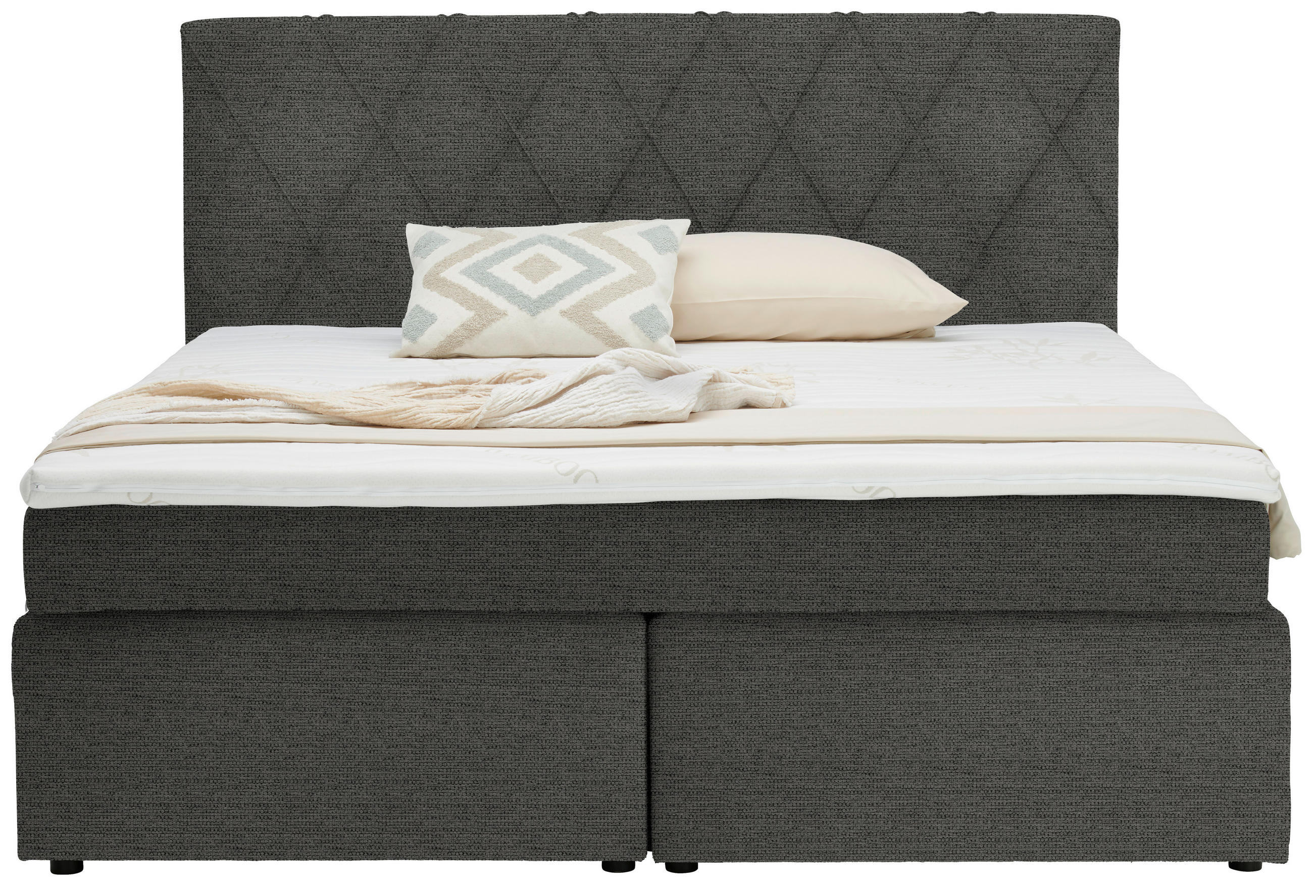 BOXSPRINGBETT 180/200 cm  in Dunkelgrau  - Dunkelgrau/Schwarz, Design, Kunststoff/Textil (180/200cm) - Xora