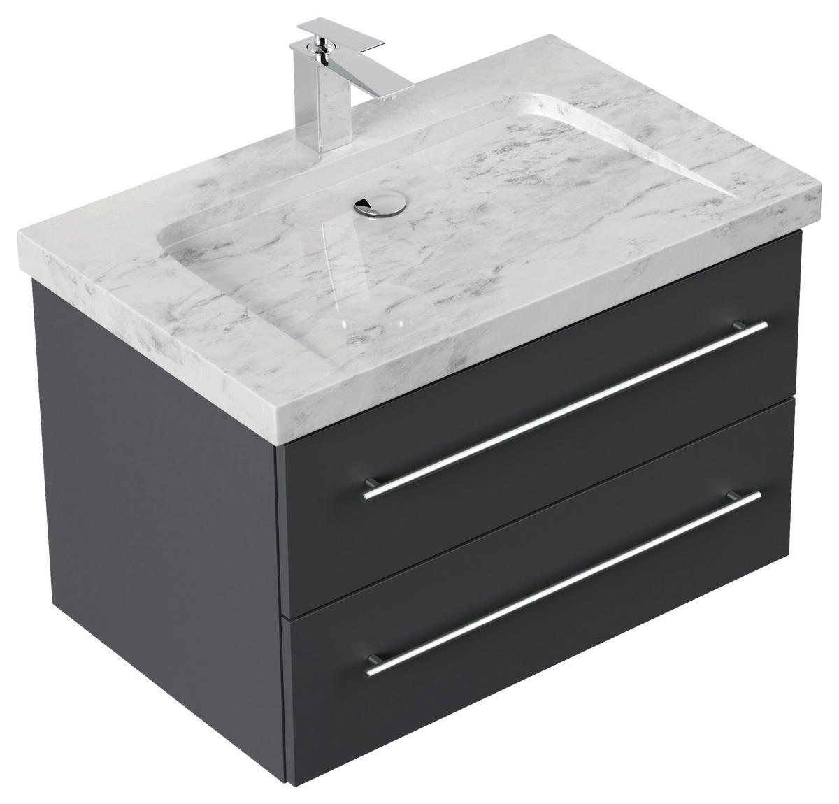 WASCHTISCHKOMBI 75 cm  - Graphitfarben, Basics, Holzwerkstoff/Stein (75cm) - MID.YOU