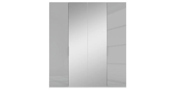 DREHTÜRENSCHRANK 200/223/62 cm 4-türig Grau, Weiß - Alufarben/Weiß, KONVENTIONELL, Glas/Holzwerkstoff (200/223/62cm) - Novel