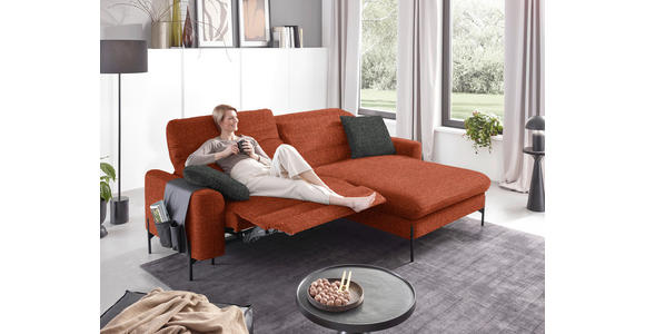 ECKSOFA in Flachgewebe Rostfarben 252/191 cm - Rostfarben/Schwarz, Design, Textil/Metall (252/191cm) - Dieter Knoll