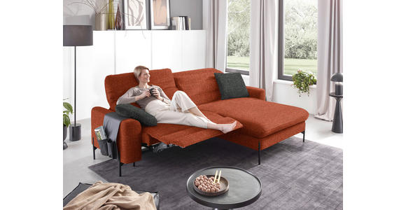 ECKSOFA in Flachgewebe Rostfarben  - Rostfarben/Schwarz, Design, Textil/Metall (252/191cm) - Dieter Knoll