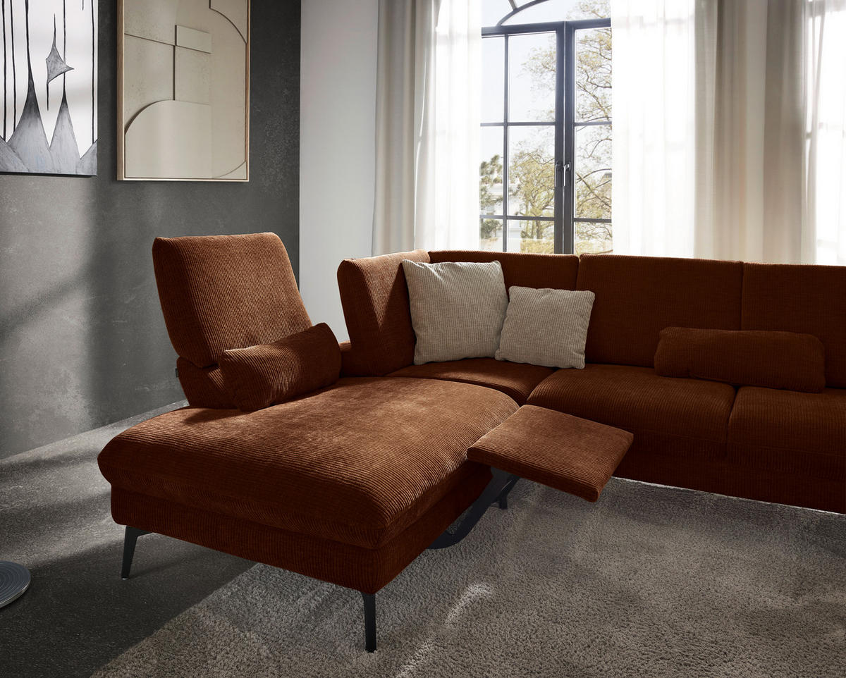 WOHNLANDSCHAFT in Webstoff Rostfarben  - Rostfarben/Schwarz, Design, Textil/Metall (208/354/157cm) - Dieter Knoll