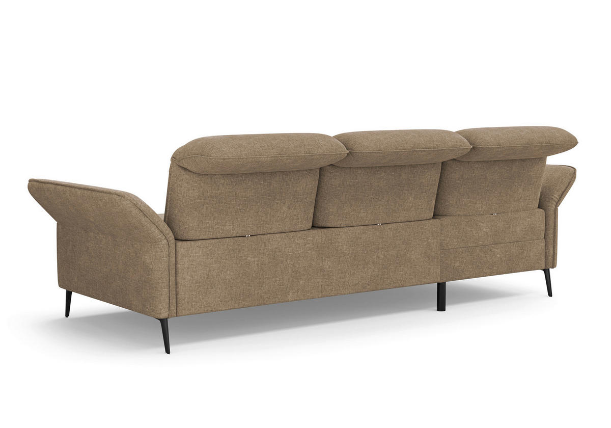 ECKSOFA in Flachgewebe Hellbraun  - Hellbraun/Schwarz, Konventionell, Textil/Metall (198/264cm) - Sit & More