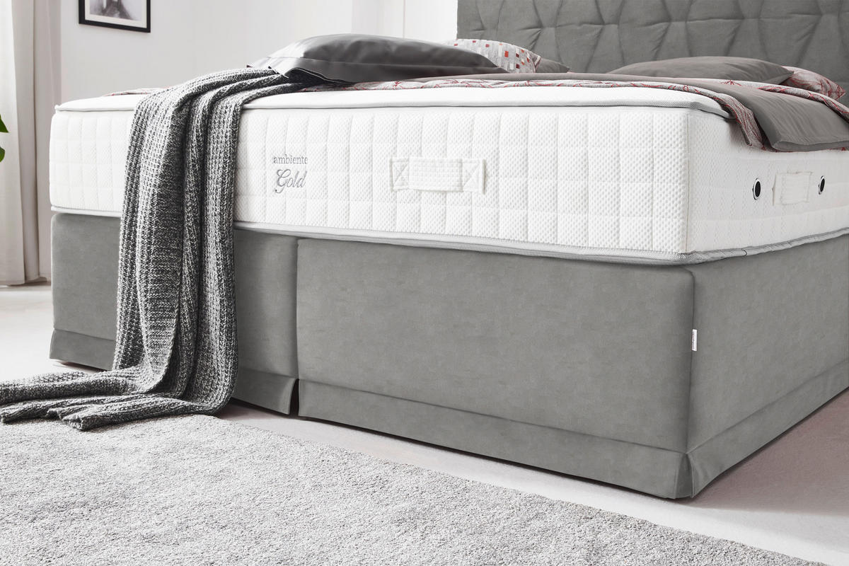BOXSPRINGBETT 180/200 cm  in Grau  - Grau, Konventionell, Textil (180/200cm) - Ambiente
