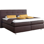 BOXSPRINGBETT 180/200 cm INKL. Matratze, Topper - Alufarben/Braun, KONVENTIONELL, Leder (180/200cm) - Dieter Knoll