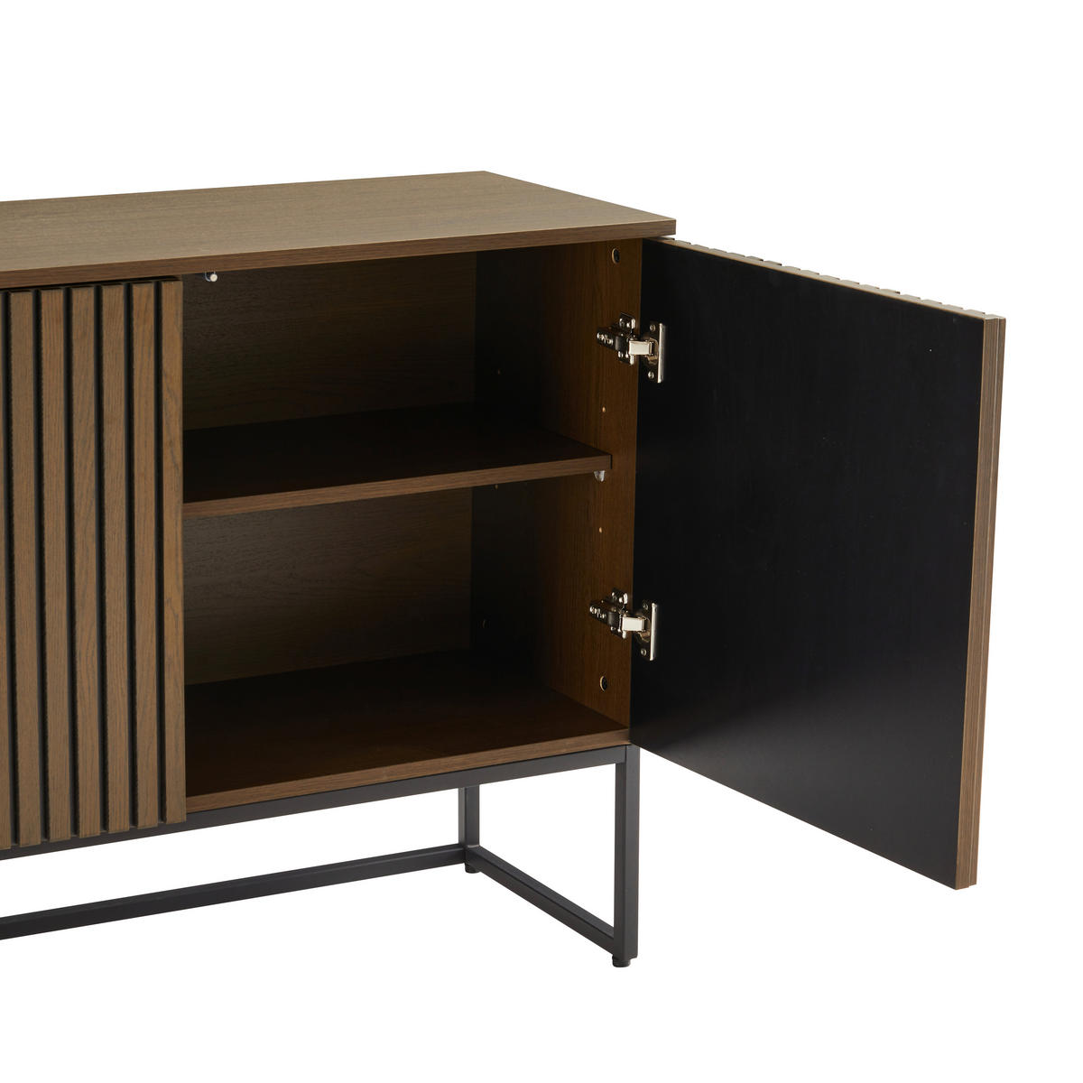 SIDEBOARD Bueno  in 160/80/40 cm  - Eiche dunkel/Schwarz, MODERN, Holzwerkstoff/Metall (160/80/40cm) - Xora