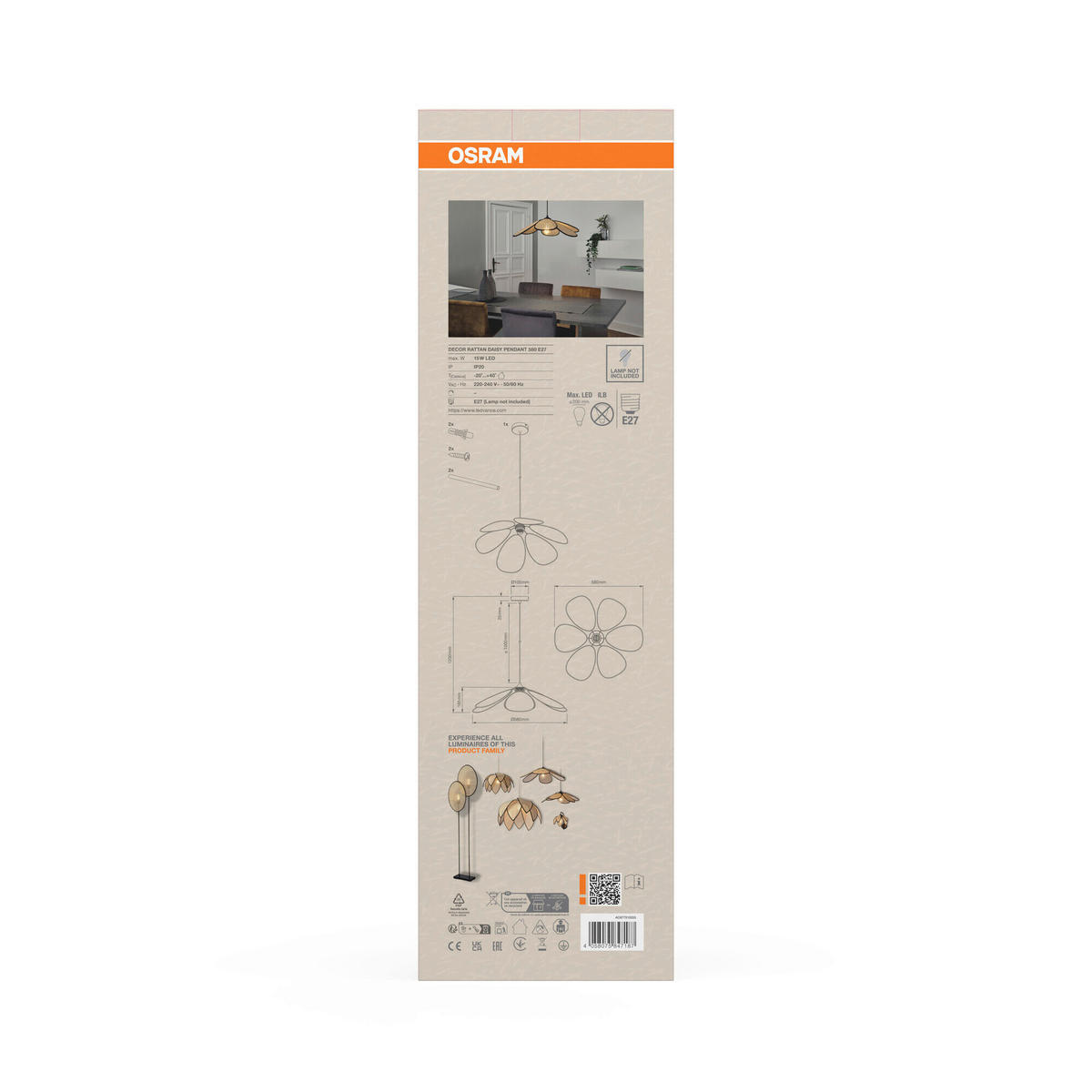 HÄNGELEUCHTE 58/123 cm  - Beige, Basics, Holz/Metall (58/123cm) - Osram