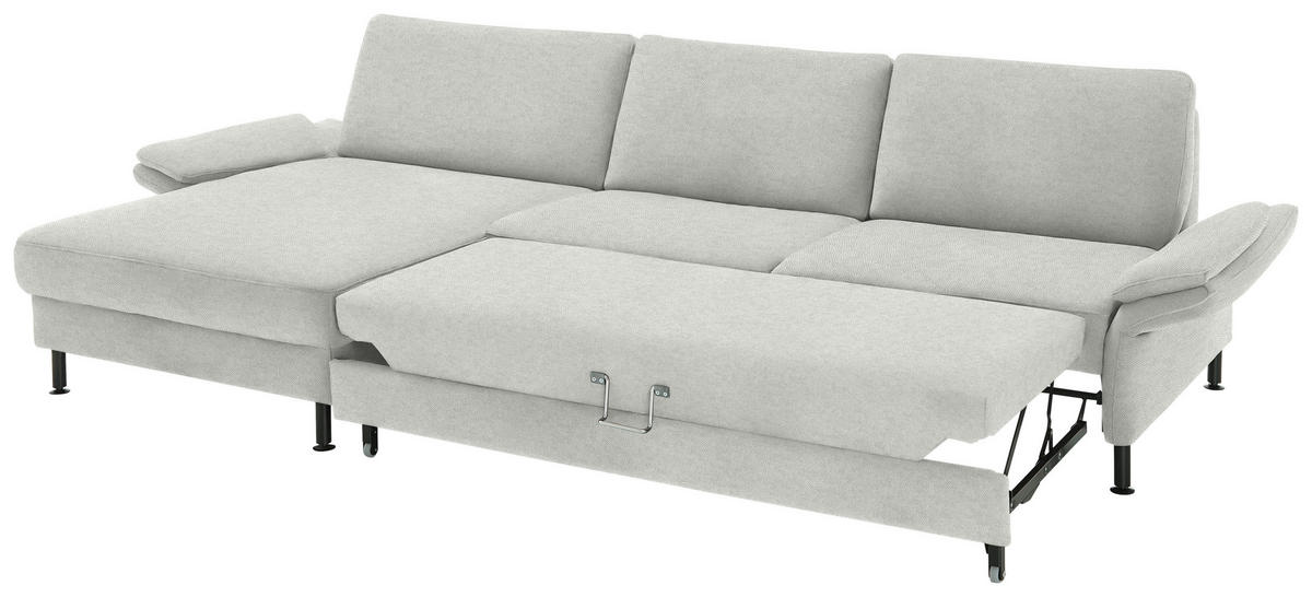 ECKSOFA Chenille, Flachgewebe Beige  - Beige/Schwarz, Design, Textil/Metall (175/316cm) - Dieter Knoll