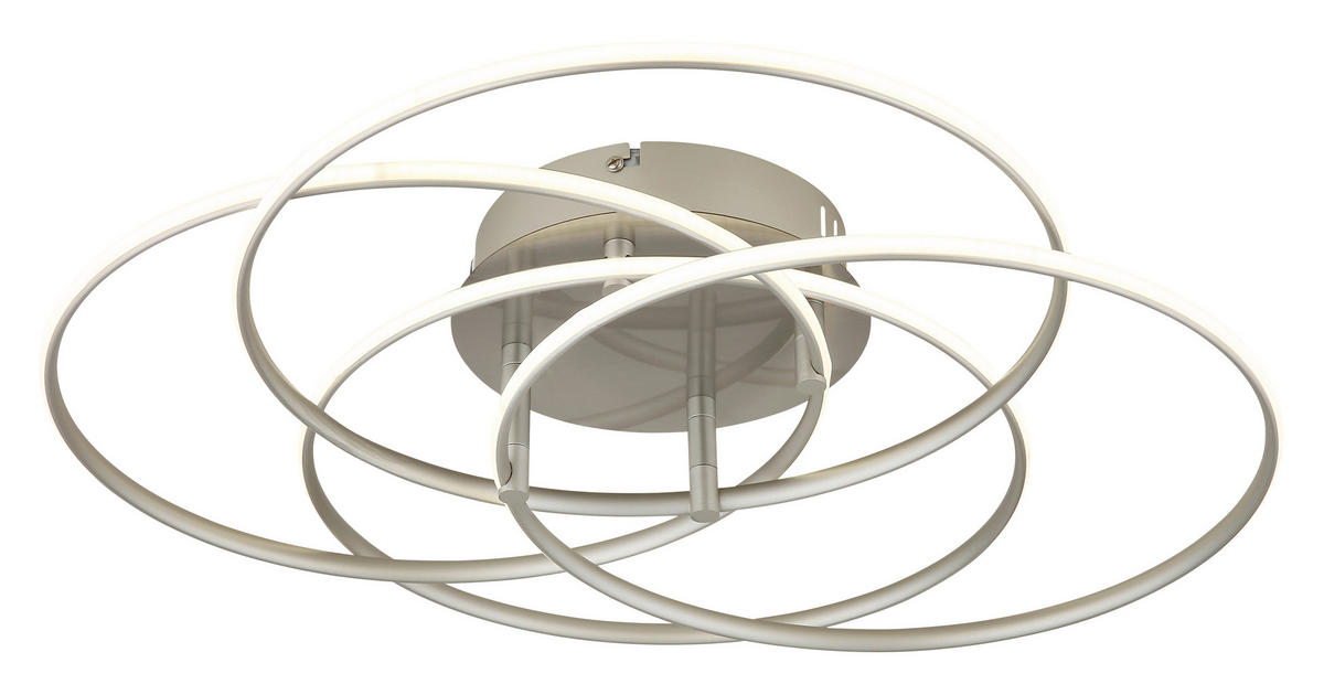 LED-DECKENLEUCHTE 51,5/11,4 cm   - Weiß/Nickelfarben, Design, Kunststoff/Metall (51,5/11,4cm) - Globo