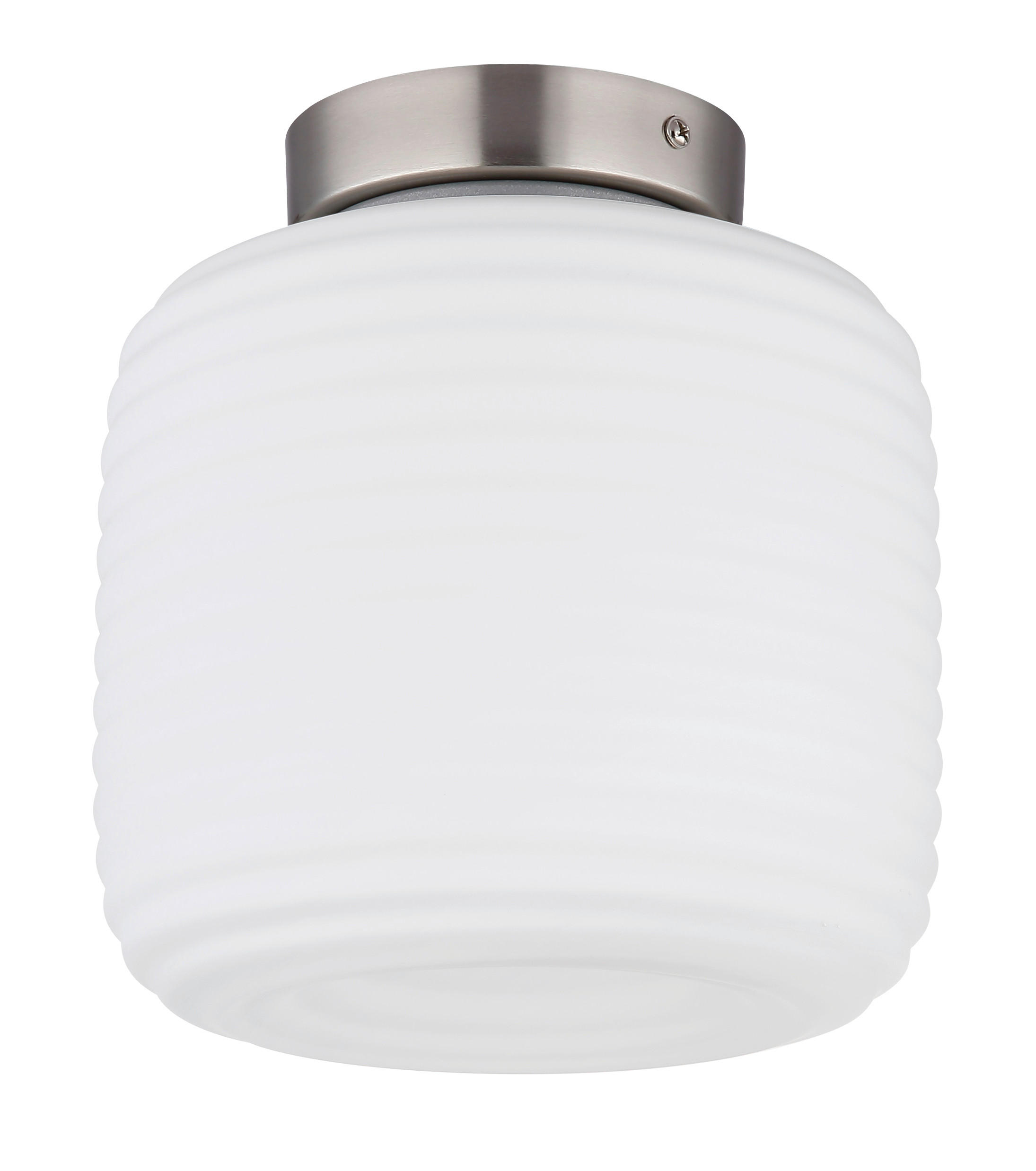 DECKENLEUCHTE  20/21 cm    - Weiss/Nickelfarben, Konventionell, Glas/Metall (20/21cm) - Globo