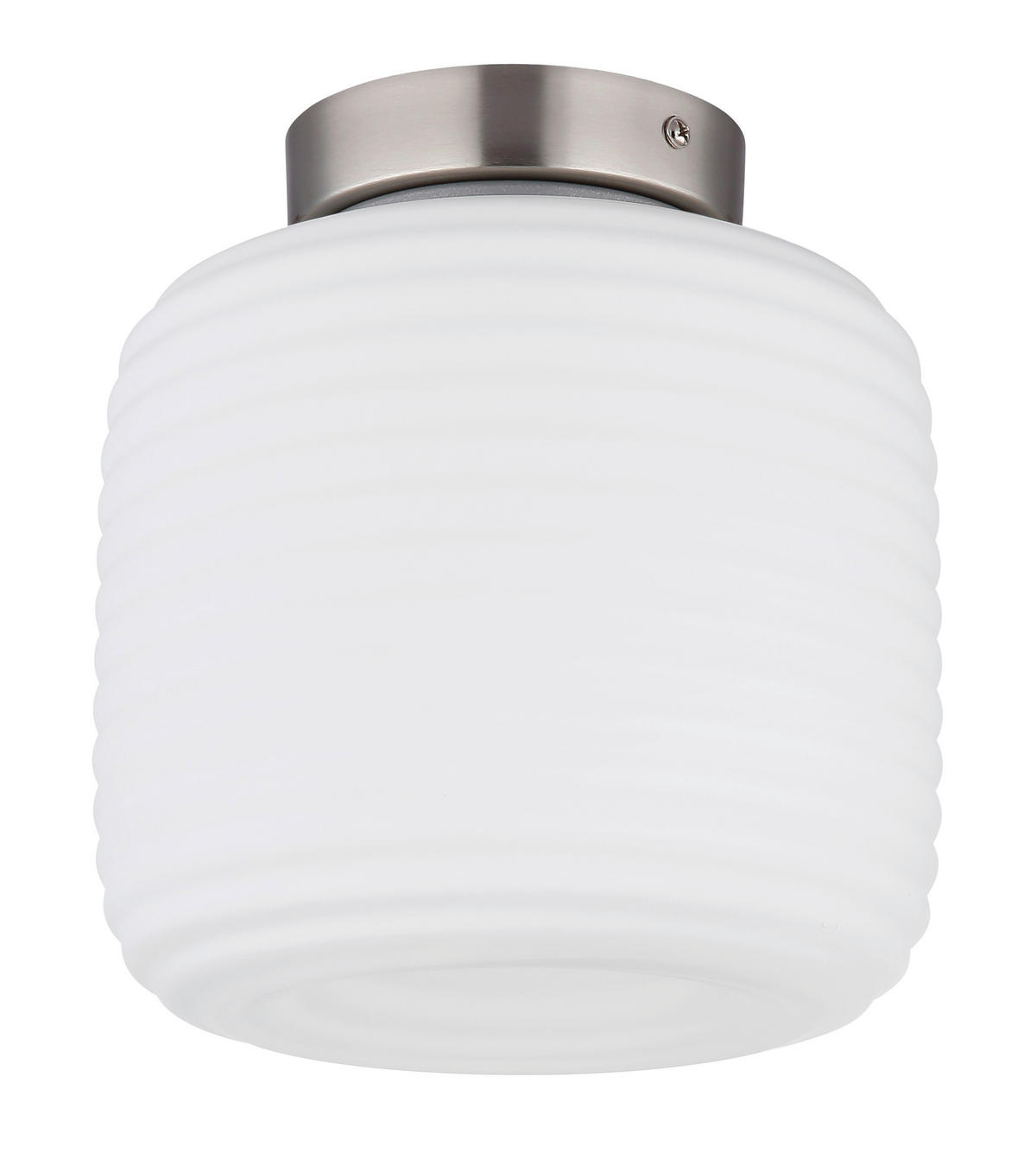 DECKENLEUCHTE  20/21 cm    - Weiss/Nickelfarben, Konventionell, Glas/Metall (20/21cm) - Globo