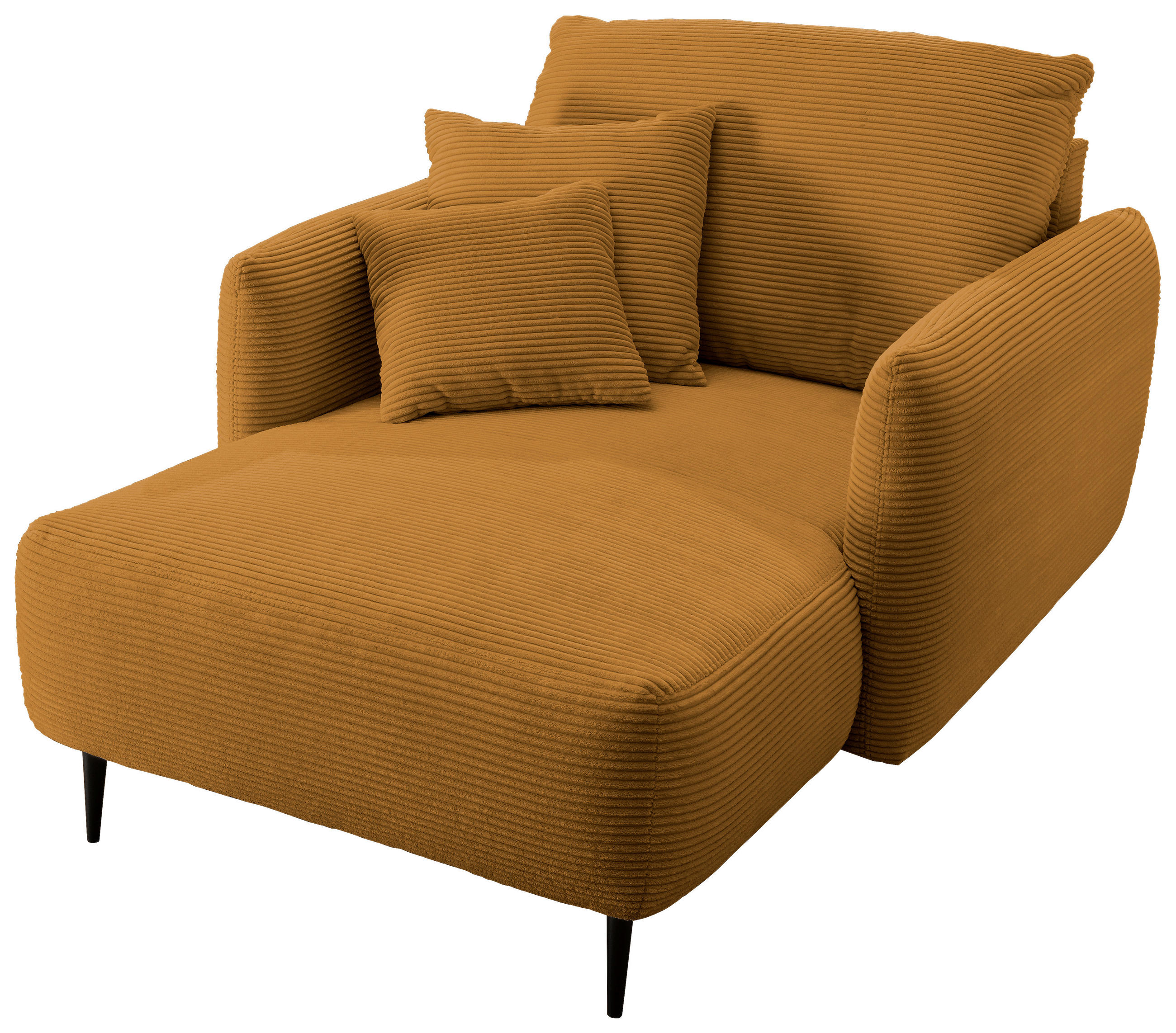 XXL-SESSEL in Cord Goldfarben - Goldfarben/Schwarz, Design, Textil/Metall (112/95/158cm) - Livetastic
