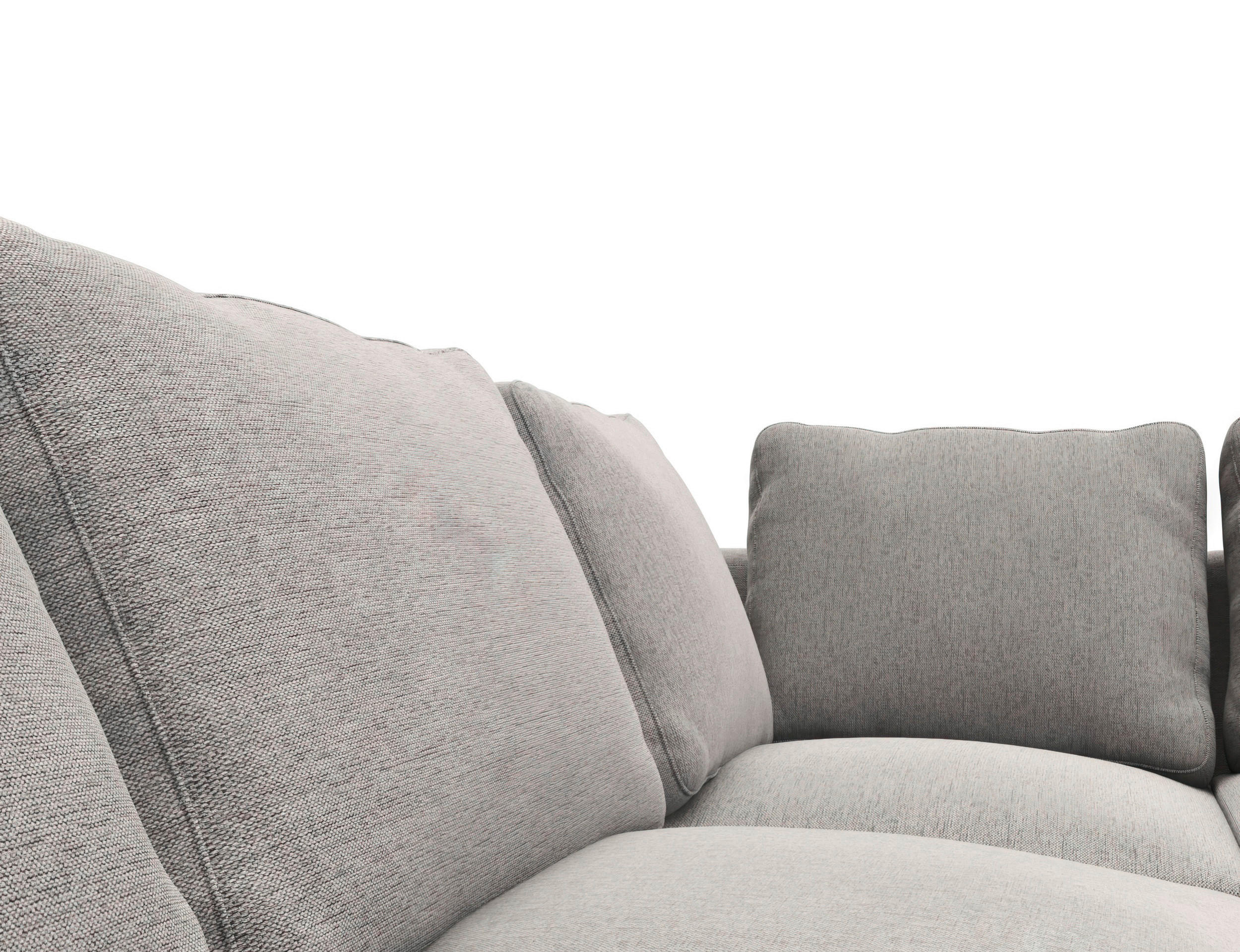 WOHNLANDSCHAFT Grau Webstoff, Flachgewebe - Schwarz/Grau, Design, Textil/Metall (148/376/206cm) - Livetastic