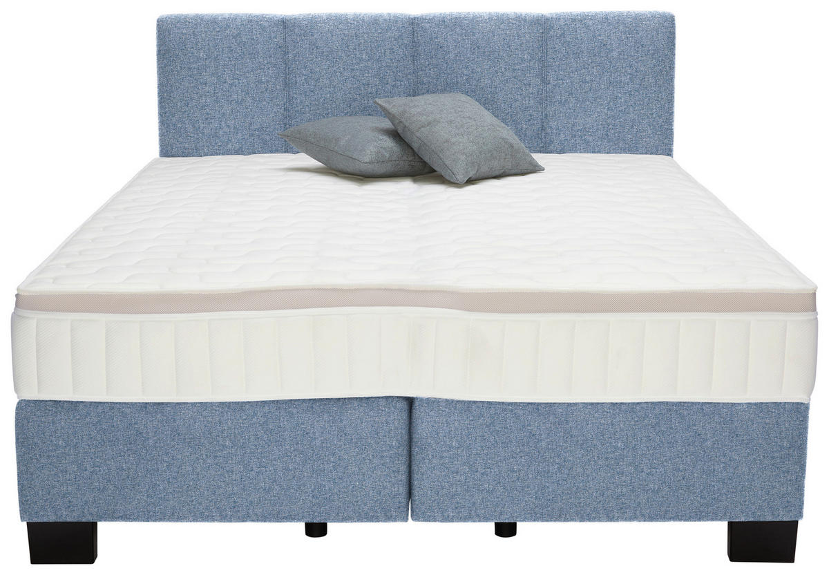 BOXSPRINGBETT 200/200 cm  in Blau  - Blau/Schwarz, Design, Kunststoff/Textil (200/200cm) - Hom`in