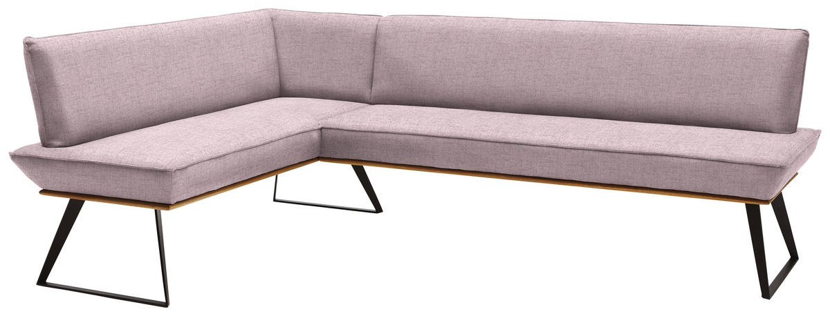 ECKBANK 163/203 cm  in Rosa, Schwarz, Eichefarben  - Eichefarben/Schwarz, Design, Holz/Textil (163/203cm) - Voleo
