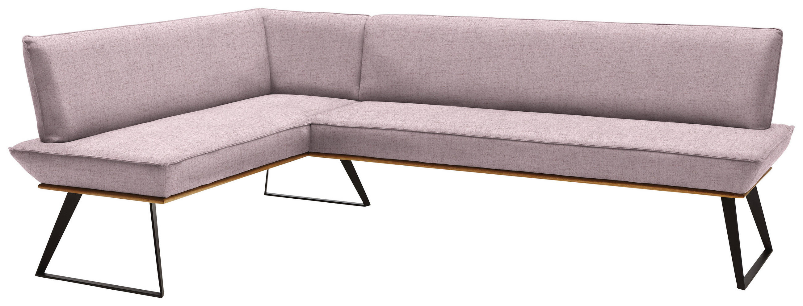 Thumbnail - Voleo Eckbank, Rosa, Schwarz, Eiche, Holz, Metall, Textil, Eiche, massiv, 4-5-Sitzer, L-Form, 203x163 cm, Stoffauswahl, ...