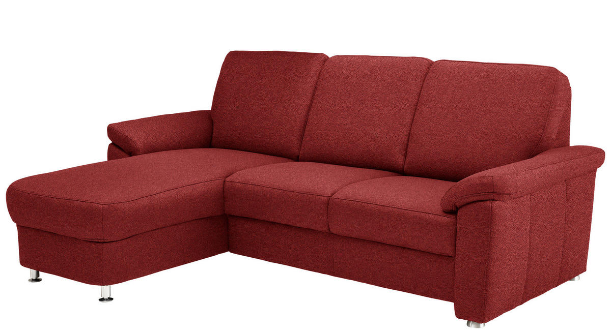 ECKSOFA in Flachgewebe Rot  - Chromfarben/Rot, Konventionell, Textil/Metall (163/220cm) - Beldomo System