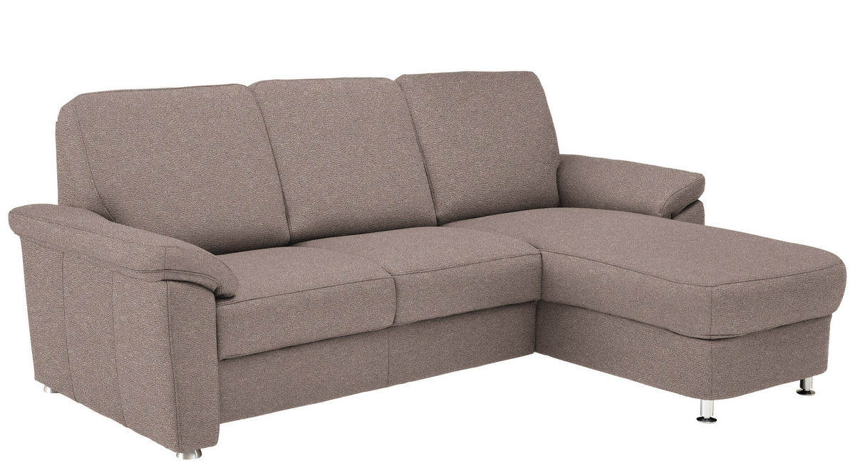 ECKSOFA in Flachgewebe Graubraun  - Chromfarben/Graubraun, Konventionell, Textil/Metall (250/163cm) - Beldomo System