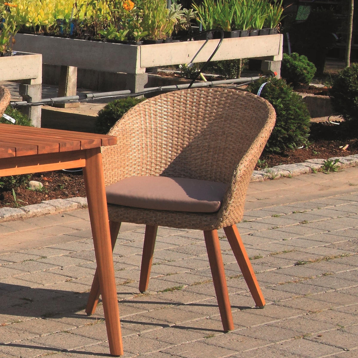 ZAHRADNÍ SESTAVA dřevo, kov, plast, textil - barvy teak/barvy akácie, Basics, kov/dřevo (180/90/76cm) - Gardenson