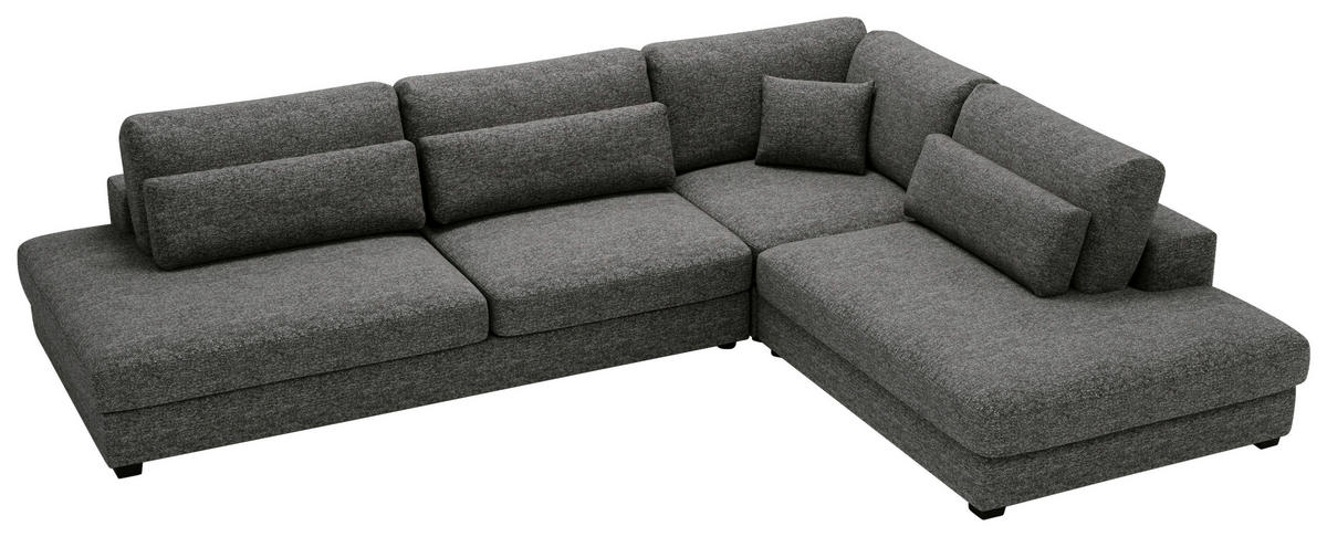 ECKSOFA in Plüsch, Bouclé Grau  - Schwarz/Grau, Design, Kunststoff/Textil (332/244cm) - Livetastic