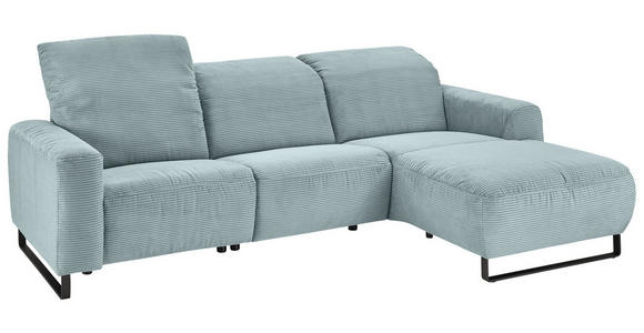 ECKSOFA in Cord Hellblau  - Schwarz/Hellblau, KONVENTIONELL, Textil/Metall (266/180cm) - Hom`in