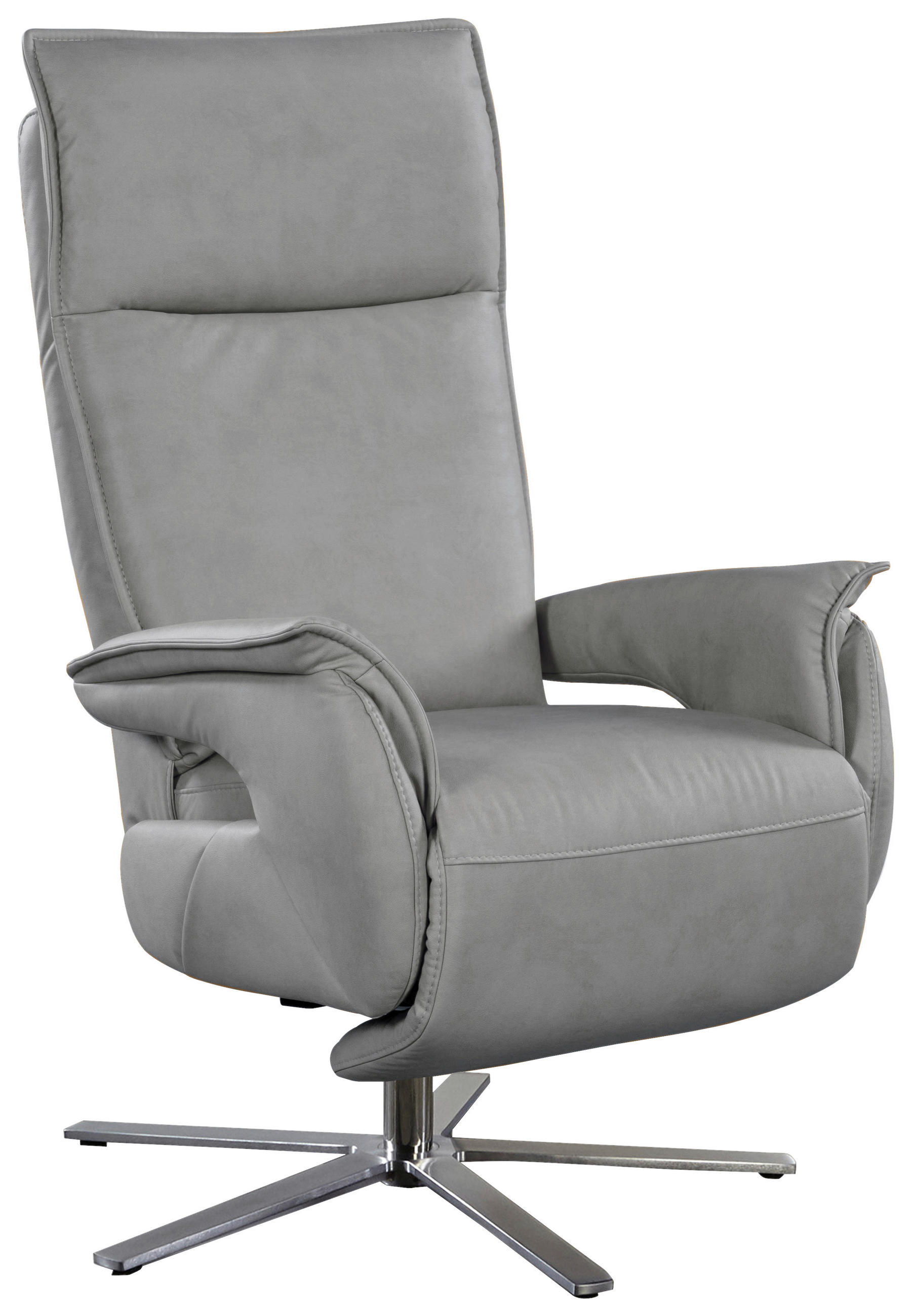 RELAXSESSEL in Leder Hellgrau - Edelstahlfarben/Hellgrau, Modern, Leder/Metall (77/116/80cm) - Livetastic