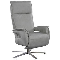 FERNSEHSESSEL in Hellgrau  - Edelstahlfarben/Hellgrau, Modern, Leder/Metall (77/116/80cm) - Livetastic