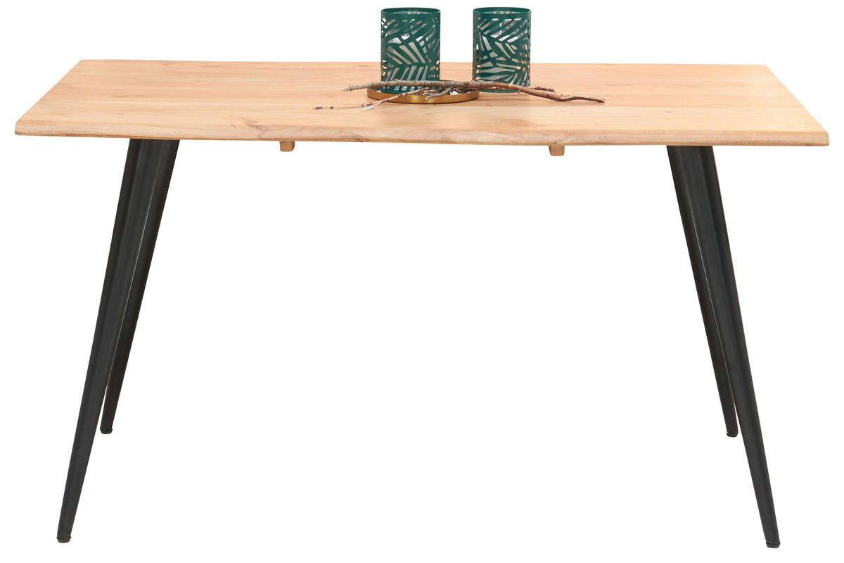 JÍDELNÍ STŮL, akácie, černá, barvy akácie, 140/90/76 cm - černá/barvy akácie, Natur, kov/dřevo (140/90/76cm) - Carryhome