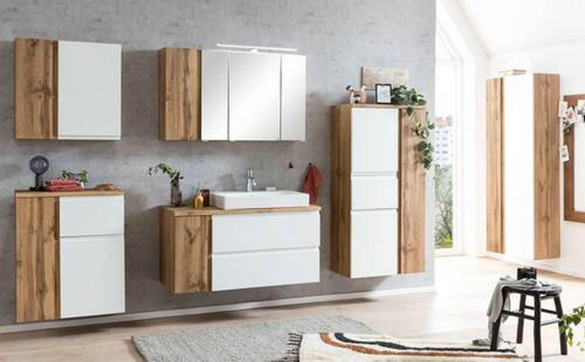 MIDISCHRANK 65/130/35 cm  - Weiss/Eiche Wotan, Modern, Holzwerkstoff/Kunststoff (65/130/35cm) - Held