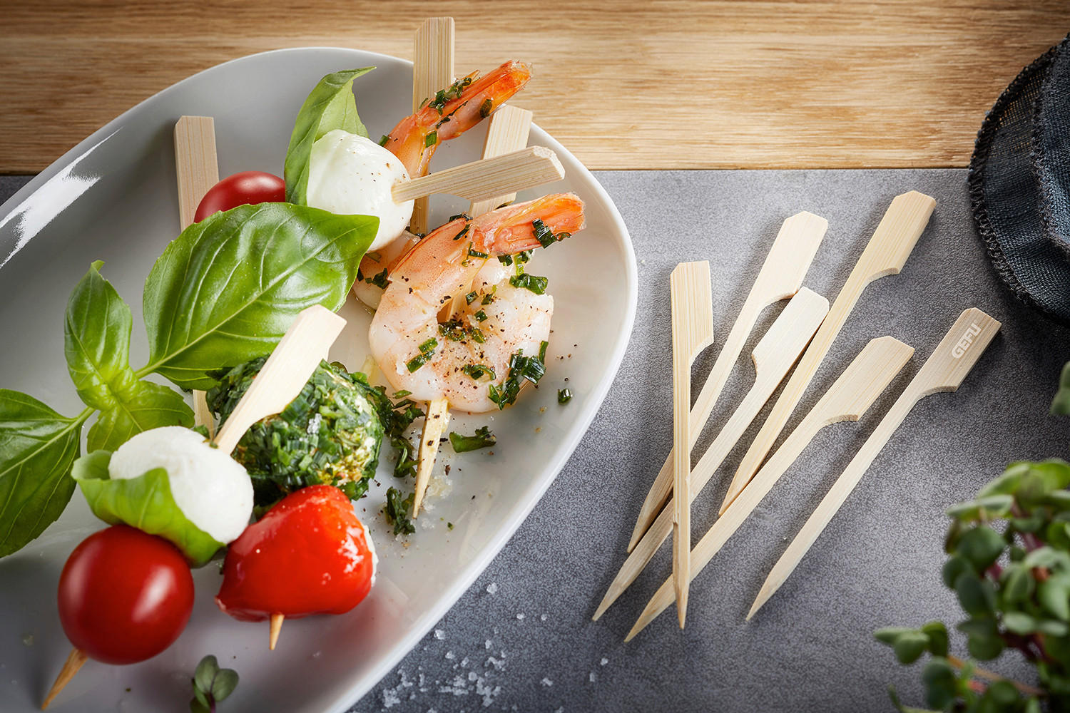 RAŽNJIĆI ZA FINGERFOOD BBQ  - svijetlo smeđa, Basics, drvo (1/9cm) - Gefu