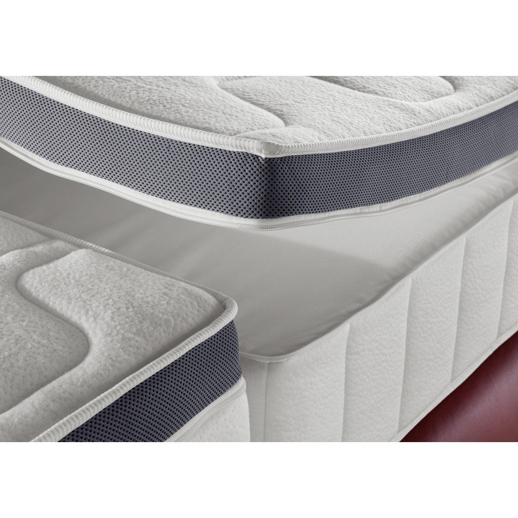 Thumbnail - Novel Boxspringbett, Bordeaux, Textil, Echtleder, Rindleder, H2 + H3, 7-Zonen, Höhe ca. 27 cm, 160x200 cm, Goldenes M, D...