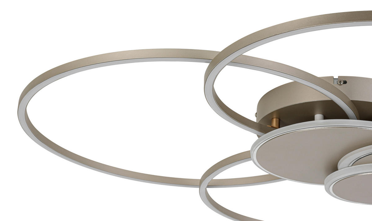 STROPNÉ LED SVIETIDLO, 90,5/81/9,5 cm - biela/šampanská, Design, kov/plast (90,5/81/9,5cm) - Novel