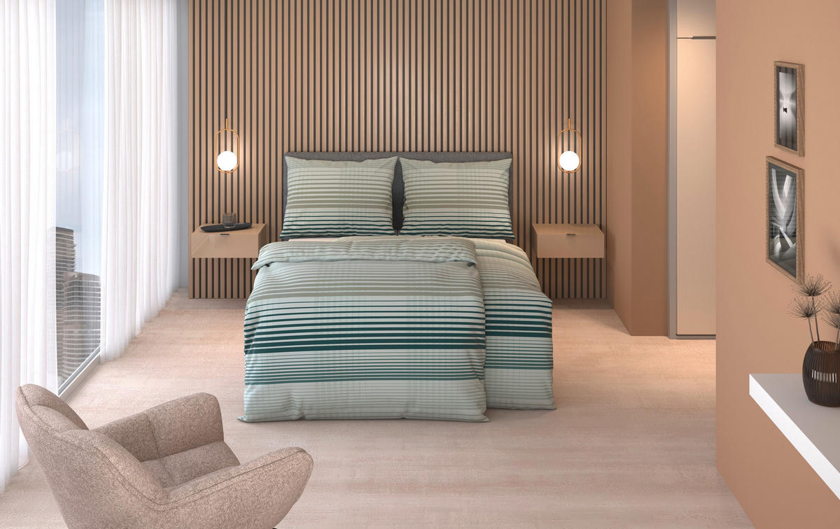 BETTWÄSCHE 2-teilig Satin 140/200 cm  - Grün, Design, Textil (140/200cm) - Dieter Knoll