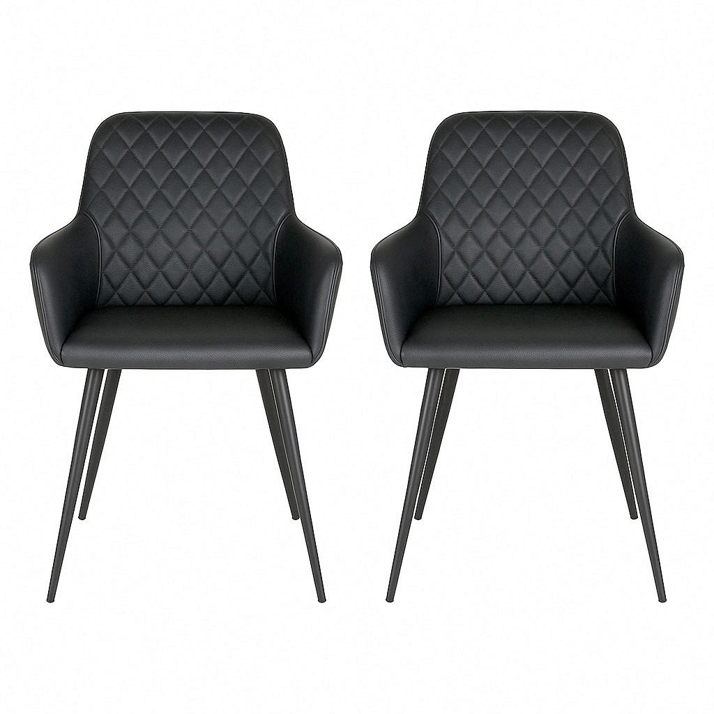 STOL MED ARMSTÖD SET 2 styck läderimitation  - svart, Modern, metall/textil (57/87/65cm) - MID.YOU