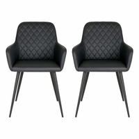 ARMLEHNSTUHL-SET 2 Stück  in Lederlook  - Schwarz, MODERN, Textil/Metall (57/87/65cm) - MID.YOU