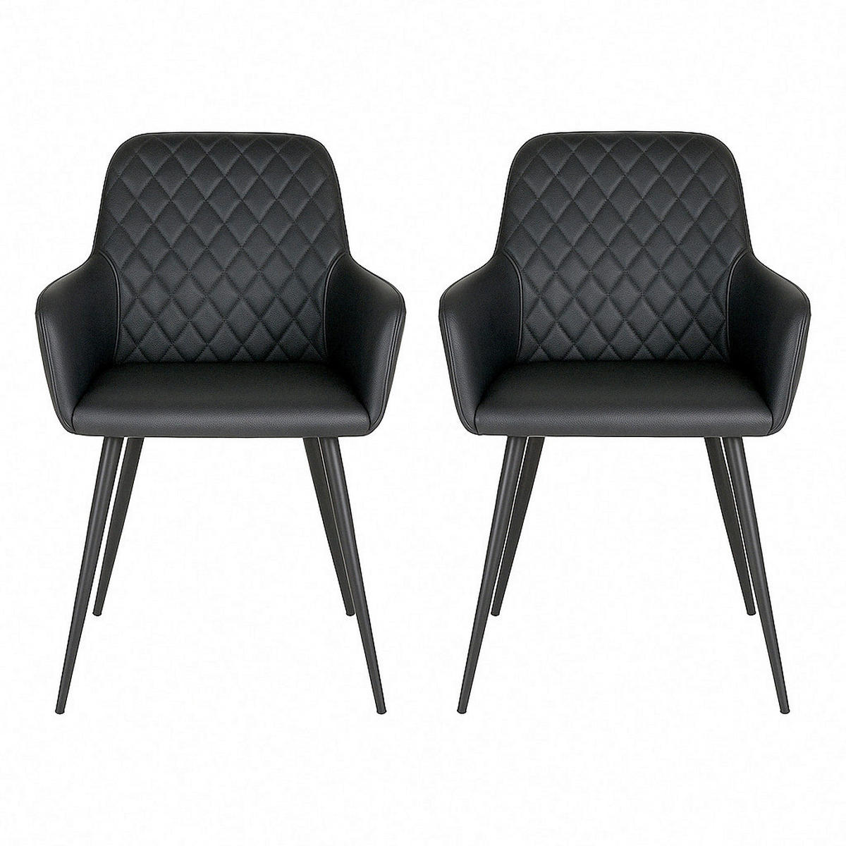 ARMLEHNSTUHL-SET 2 Stück  in Lederlook  - Schwarz, MODERN, Textil/Metall (57/87/65cm) - MID.YOU