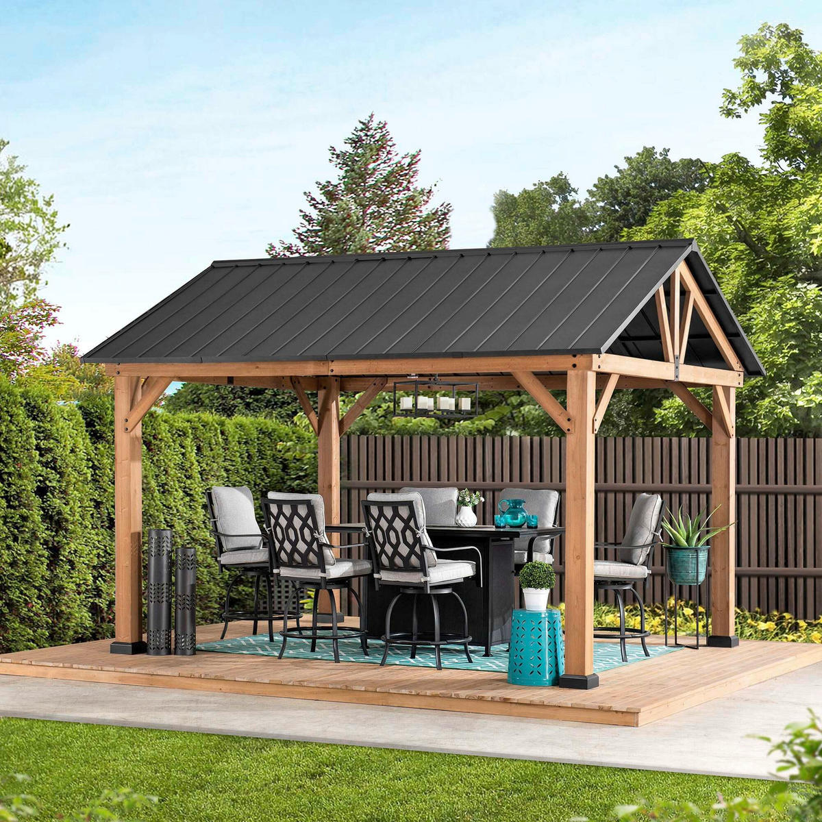 PAVILLON 399,5/291,5/335,5 cm  - Anthrazit, Basics, Holz/Kunststoff (399,5/291,5/335,5cm) - Modante