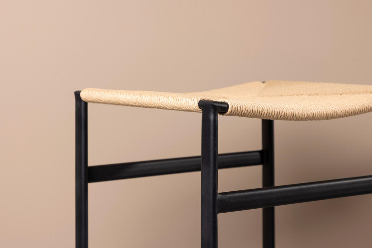 BARPALL SET i svart, beige  - beige/svart, Design, metall/trä (45/66/40cm) - Livetastic