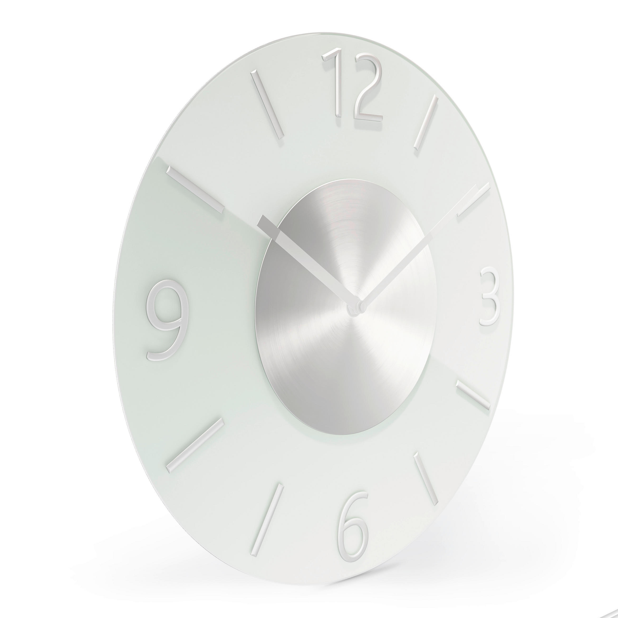 WANDUHR 32 cm   - Silberfarben/Weiß, Basics, Glas (32cm)