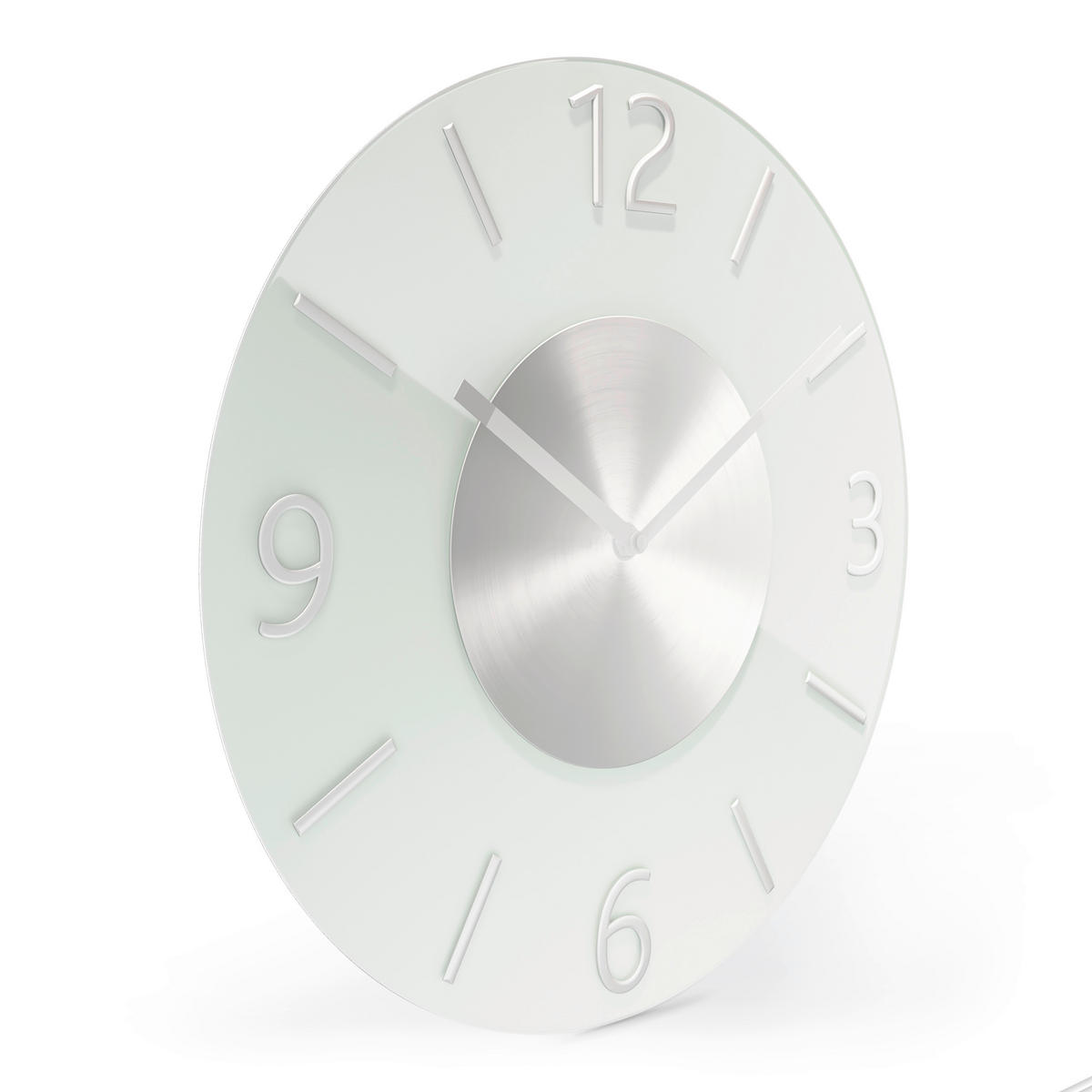 WANDUHR  Silberfarben, Weiß 32 cm  - Silberfarben/Weiß, Basics, Glas (32cm)